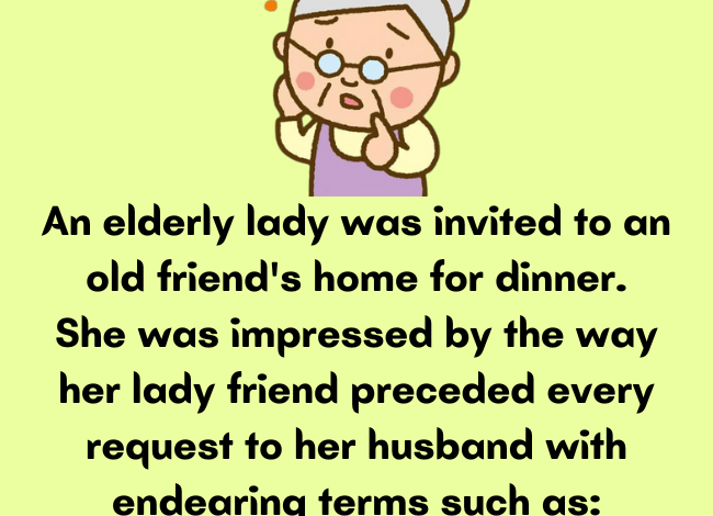 An Elderly Lady Was Invited To An Old Friend's Home For Dinner