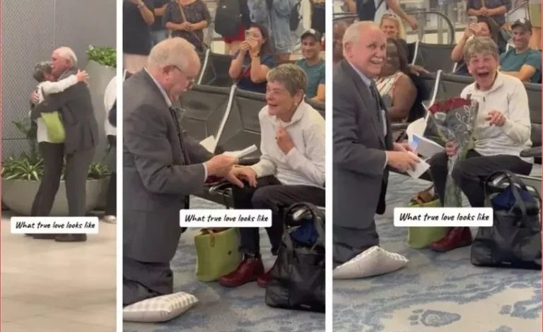 60Year Reunion Surprise 78YearOld Man Proposes to LongLost Love at the Airport