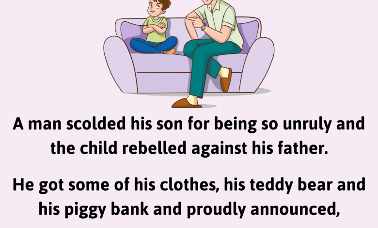 A man scolded his son for being so unruly33