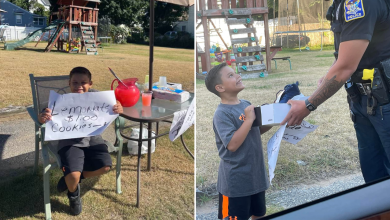 Police Officer Surprises 7YearOld Boy Selling Lemonade With A Pair Of Brand New Sneakers For School